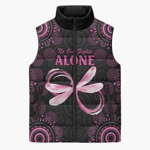 Personalized Pink Dragonfly Aboriginal of Hope Sleeveless Puffer Jacket Australia’s Breast Cancer Awareness - Aussie Hoodie
