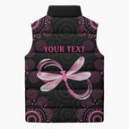 Personalized Pink Dragonfly Aboriginal of Hope Sleeveless Puffer Jacket Australia’s Breast Cancer Awareness - Aussie Hoodie