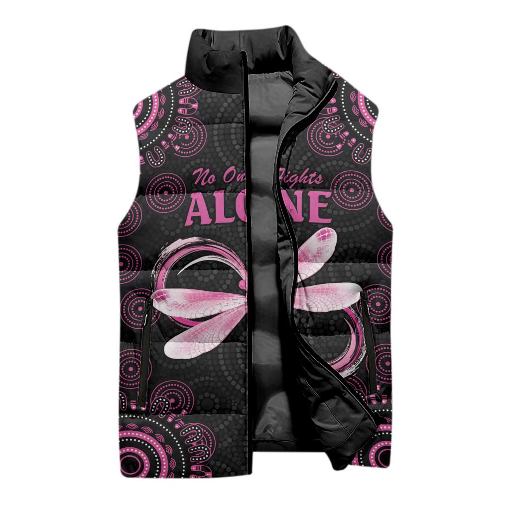 Personalized Pink Dragonfly Aboriginal of Hope Sleeveless Puffer Jacket Australia’s Breast Cancer Awareness - Aussie Hoodie