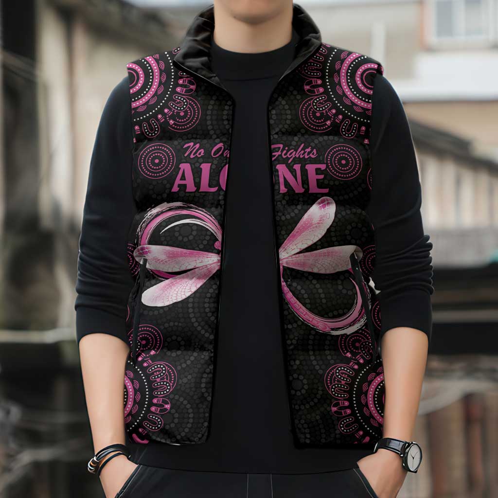 Personalized Pink Dragonfly Aboriginal of Hope Sleeveless Puffer Jacket Australia’s Breast Cancer Awareness - Aussie Hoodie