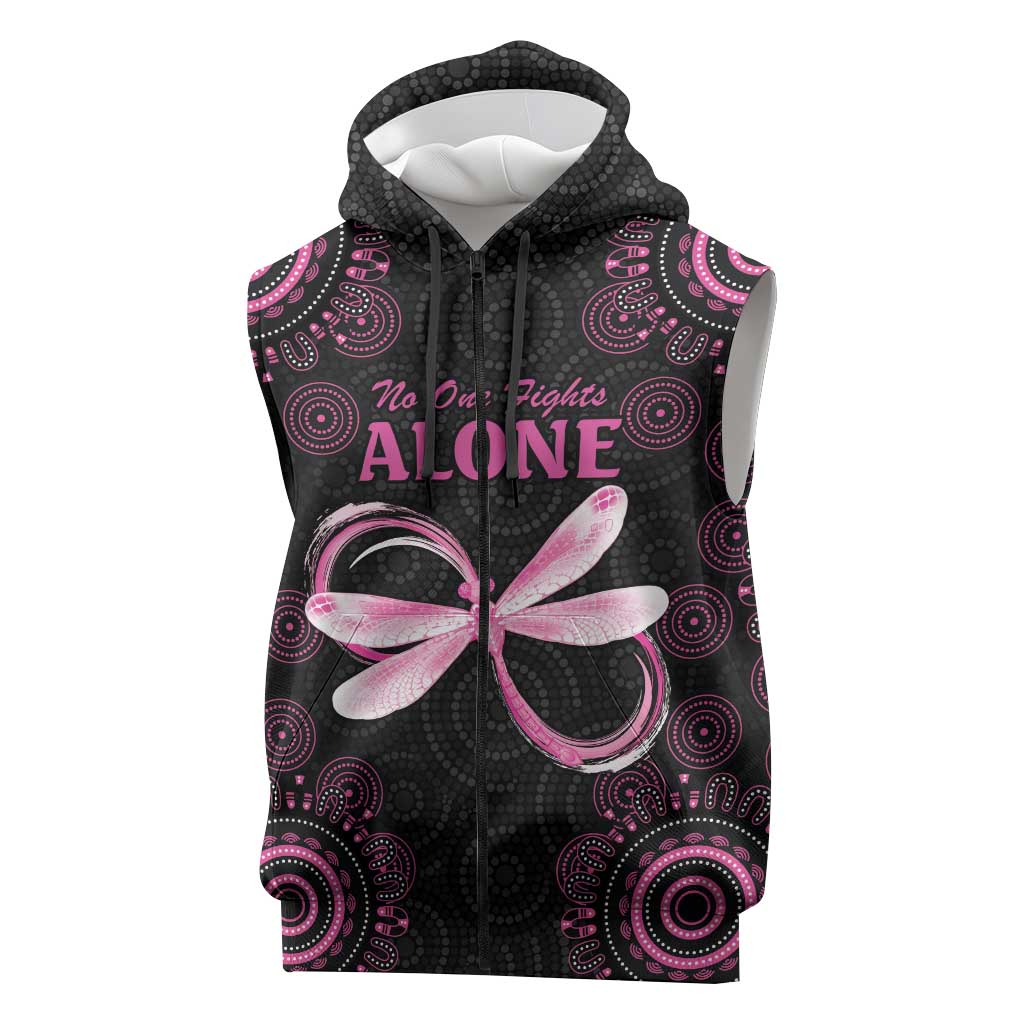 Personalized Pink Dragonfly Aboriginal of Hope Sleeveless Zip Hoodie Australias Breast Cancer Awareness LT9