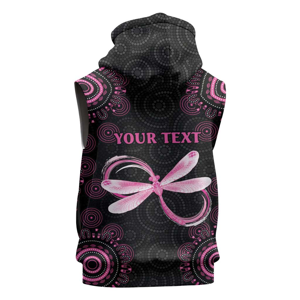 Personalized Pink Dragonfly Aboriginal of Hope Sleeveless Zip Hoodie Australias Breast Cancer Awareness LT9