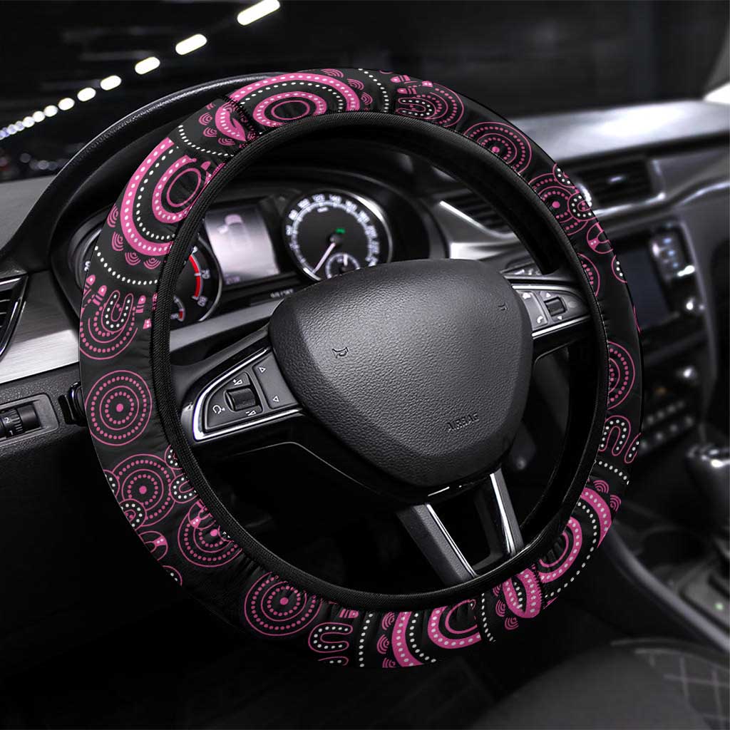 Pink Dragonfly Aboriginal of Hope Steering Wheel Cover Australia’s Breast Cancer Awareness - Aussie Hoodie