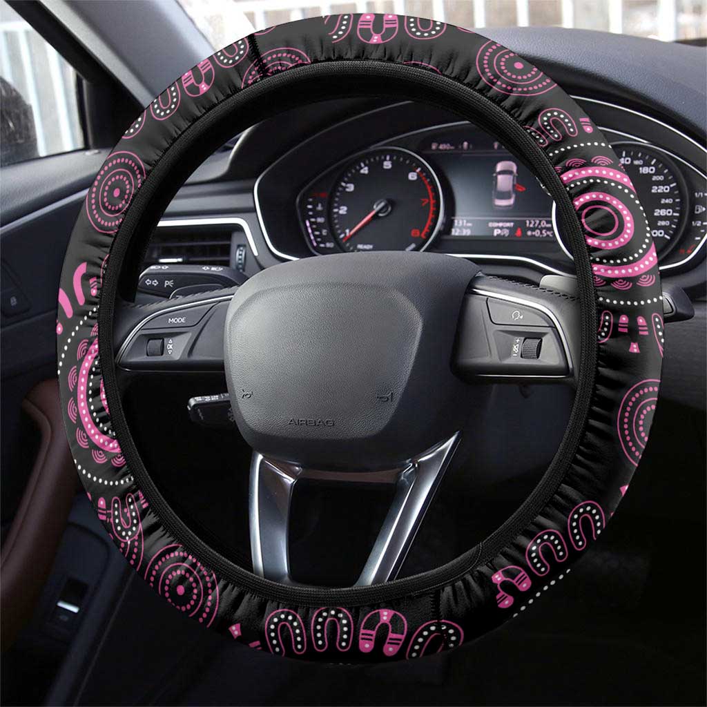 Pink Dragonfly Aboriginal of Hope Steering Wheel Cover Australia’s Breast Cancer Awareness - Aussie Hoodie