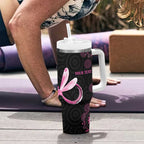 Personalized Pink Dragonfly Aboriginal of Hope Tumbler With Handle Australia’s Breast Cancer Awareness - Aussie Hoodie