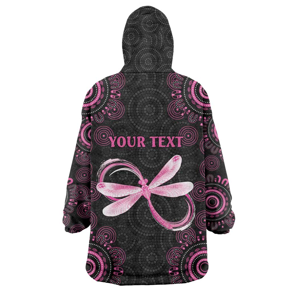 Personalized Pink Dragonfly Aboriginal of Hope Wearable Blanket Hoodie Australia’s Breast Cancer Awareness - Aussie Hoodie