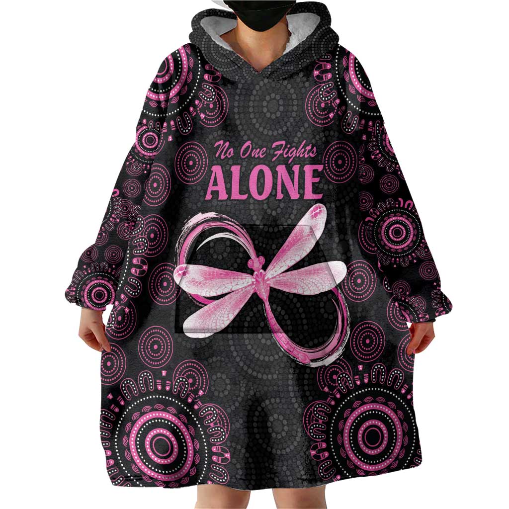 Personalized Pink Dragonfly Aboriginal of Hope Wearable Blanket Hoodie Australia’s Breast Cancer Awareness - Aussie Hoodie