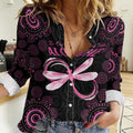 Personalized Pink Dragonfly Aboriginal of Hope Women Casual Shirt Australia’s Breast Cancer Awareness - Aussie Hoodie