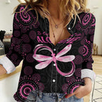 Personalized Pink Dragonfly Aboriginal of Hope Women Casual Shirt Australia’s Breast Cancer Awareness - Aussie Hoodie