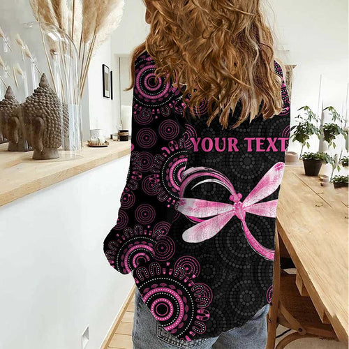 Personalized Pink Dragonfly Aboriginal of Hope Women Casual Shirt Australia’s Breast Cancer Awareness - Aussie Hoodie