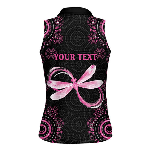 Personalized Pink Dragonfly Aboriginal of Hope Women Sleeveless Polo Shirt Australia’s Breast Cancer Awareness - Aussie Hoodie