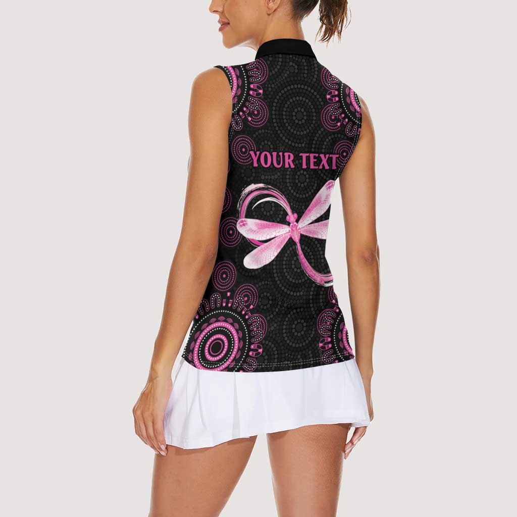 Personalized Pink Dragonfly Aboriginal of Hope Women Sleeveless Polo Shirt Australia’s Breast Cancer Awareness - Aussie Hoodie