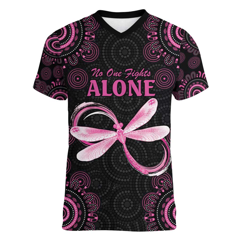 Personalized Pink Dragonfly Aboriginal of Hope Women V-Neck T-Shirt Australia’s Breast Cancer Awareness - Aussie Hoodie
