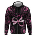 Personalized Pink Dragonfly Aboriginal of Hope Zip Hoodie Australia’s Breast Cancer Awareness - Aussie Hoodie