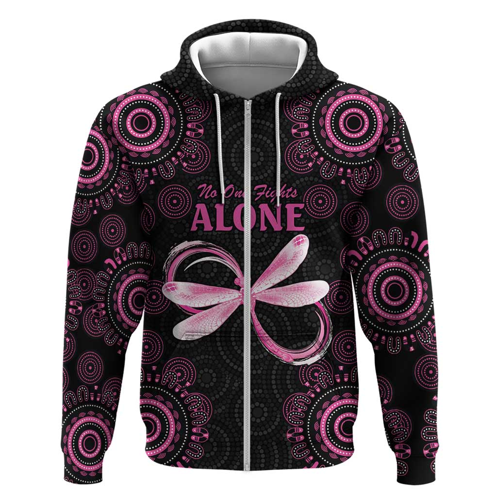 Personalized Pink Dragonfly Aboriginal of Hope Zip Hoodie Australia’s Breast Cancer Awareness - Aussie Hoodie
