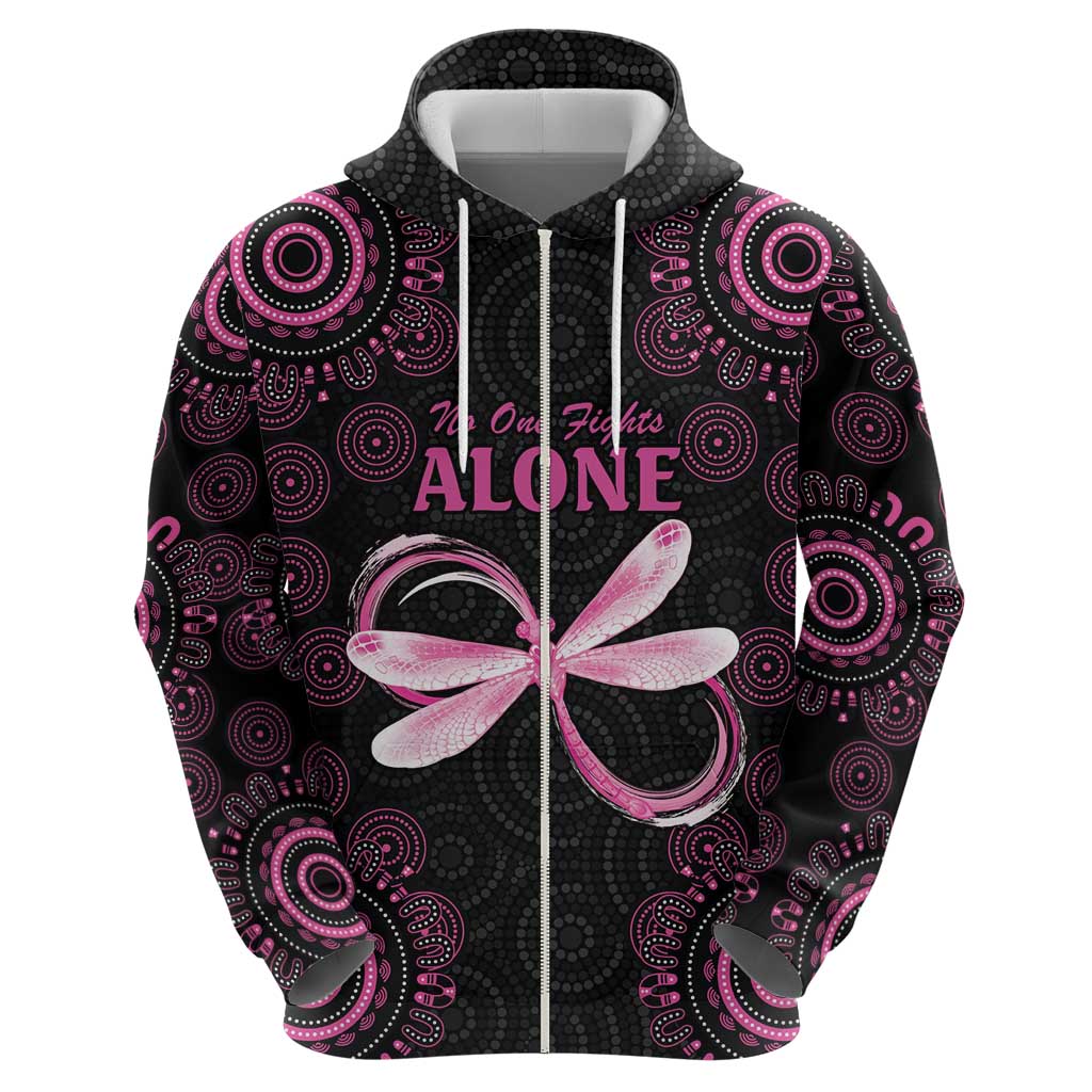 Personalized Pink Dragonfly Aboriginal of Hope Zip Hoodie Australia’s Breast Cancer Awareness - Aussie Hoodie