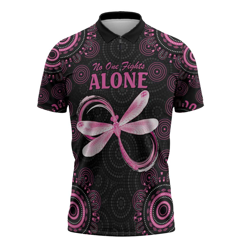 Personalized Pink Dragonfly Aboriginal of Hope Zipper Polo Shirt Australia’s Breast Cancer Awareness - Aussie Hoodie