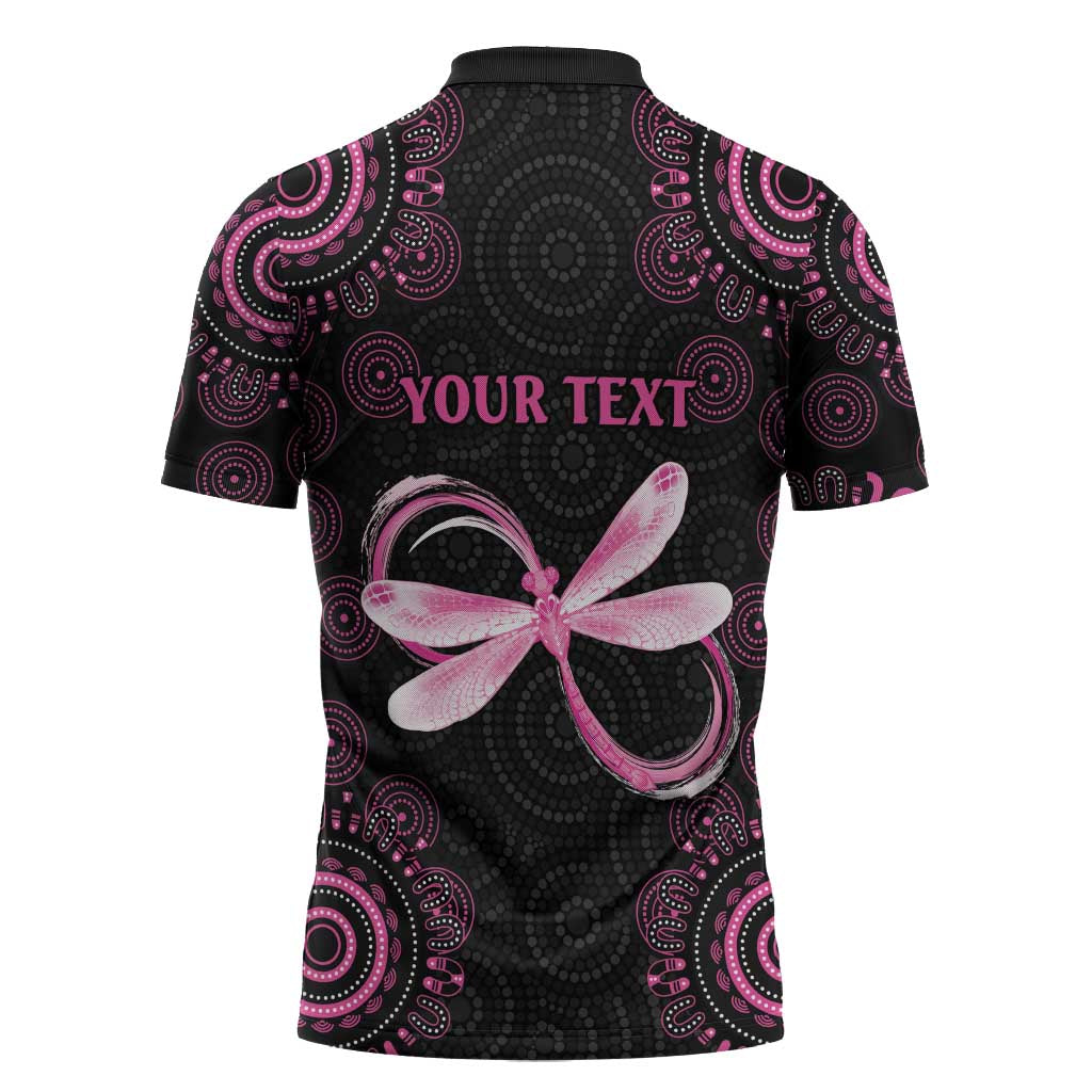 Personalized Pink Dragonfly Aboriginal of Hope Zipper Polo Shirt Australia’s Breast Cancer Awareness - Aussie Hoodie