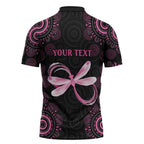 Personalized Pink Dragonfly Aboriginal of Hope Zipper Polo Shirt Australia’s Breast Cancer Awareness - Aussie Hoodie
