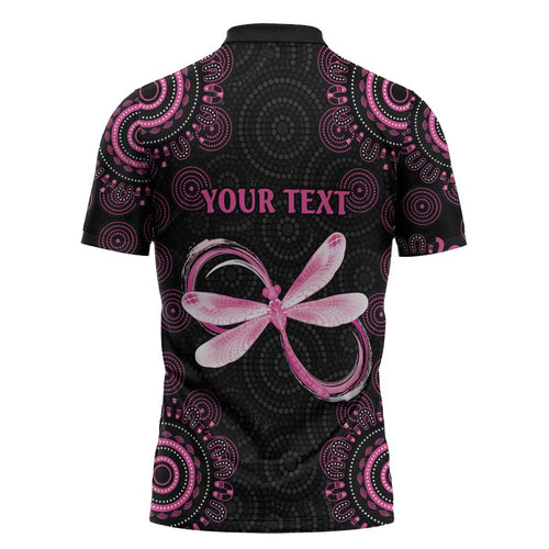 Personalized Pink Dragonfly Aboriginal of Hope Zipper Polo Shirt Australia’s Breast Cancer Awareness - Aussie Hoodie