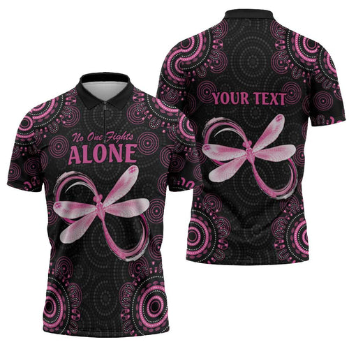 Personalized Pink Dragonfly Aboriginal of Hope Zipper Polo Shirt Australia’s Breast Cancer Awareness - Aussie Hoodie