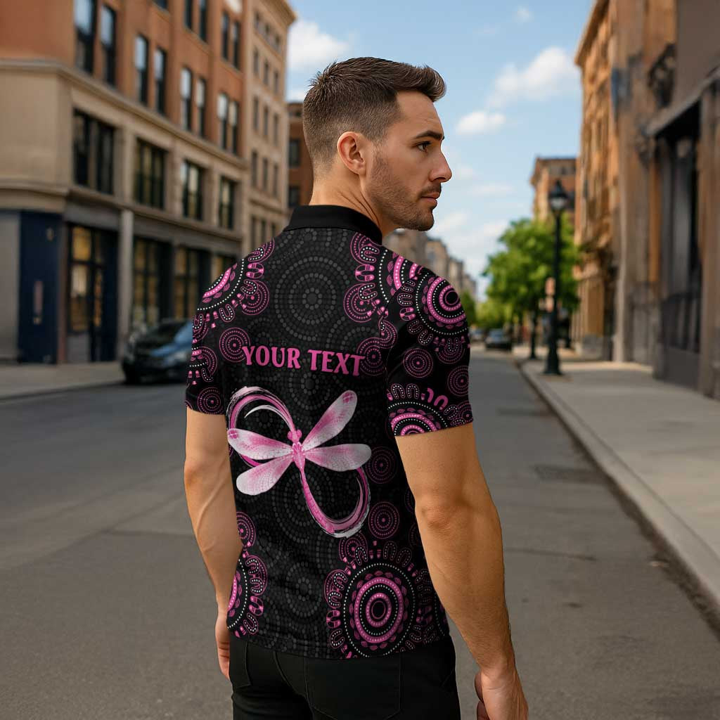 Personalized Pink Dragonfly Aboriginal of Hope Zipper Polo Shirt Australia’s Breast Cancer Awareness - Aussie Hoodie