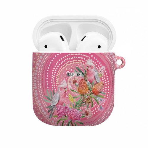 Personalized Pink Galah Aboriginal Dot Art AirPods Case Australia’s Breast Cancer Awareness - Aussie Hoodie
