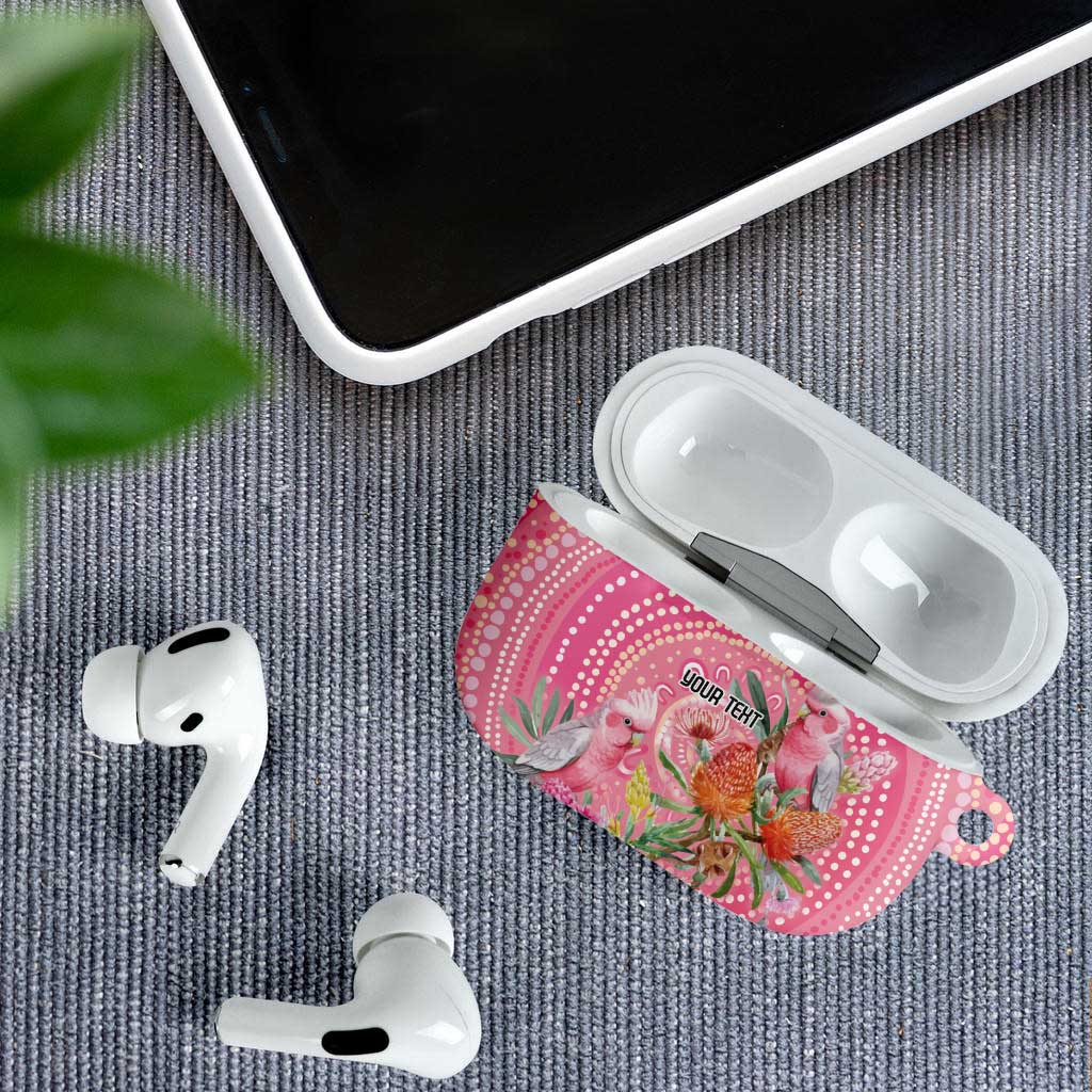 Personalized Pink Galah Aboriginal Dot Art AirPods Case Australia’s Breast Cancer Awareness - Aussie Hoodie