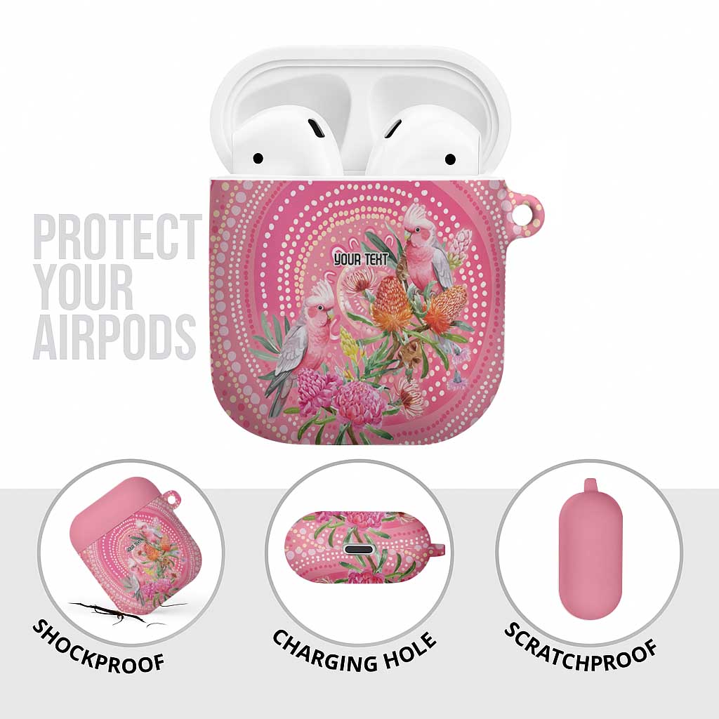 Personalized Pink Galah Aboriginal Dot Art AirPods Case Australia’s Breast Cancer Awareness - Aussie Hoodie