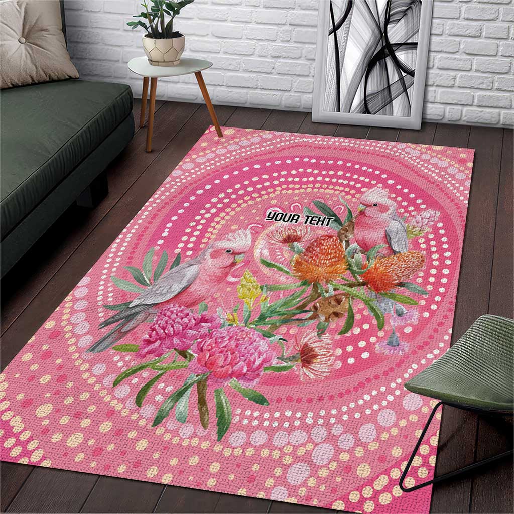 Personalized Pink Galah Aboriginal Dot Art Area Rug Australia’s Breast Cancer Awareness - Aussie Hoodie
