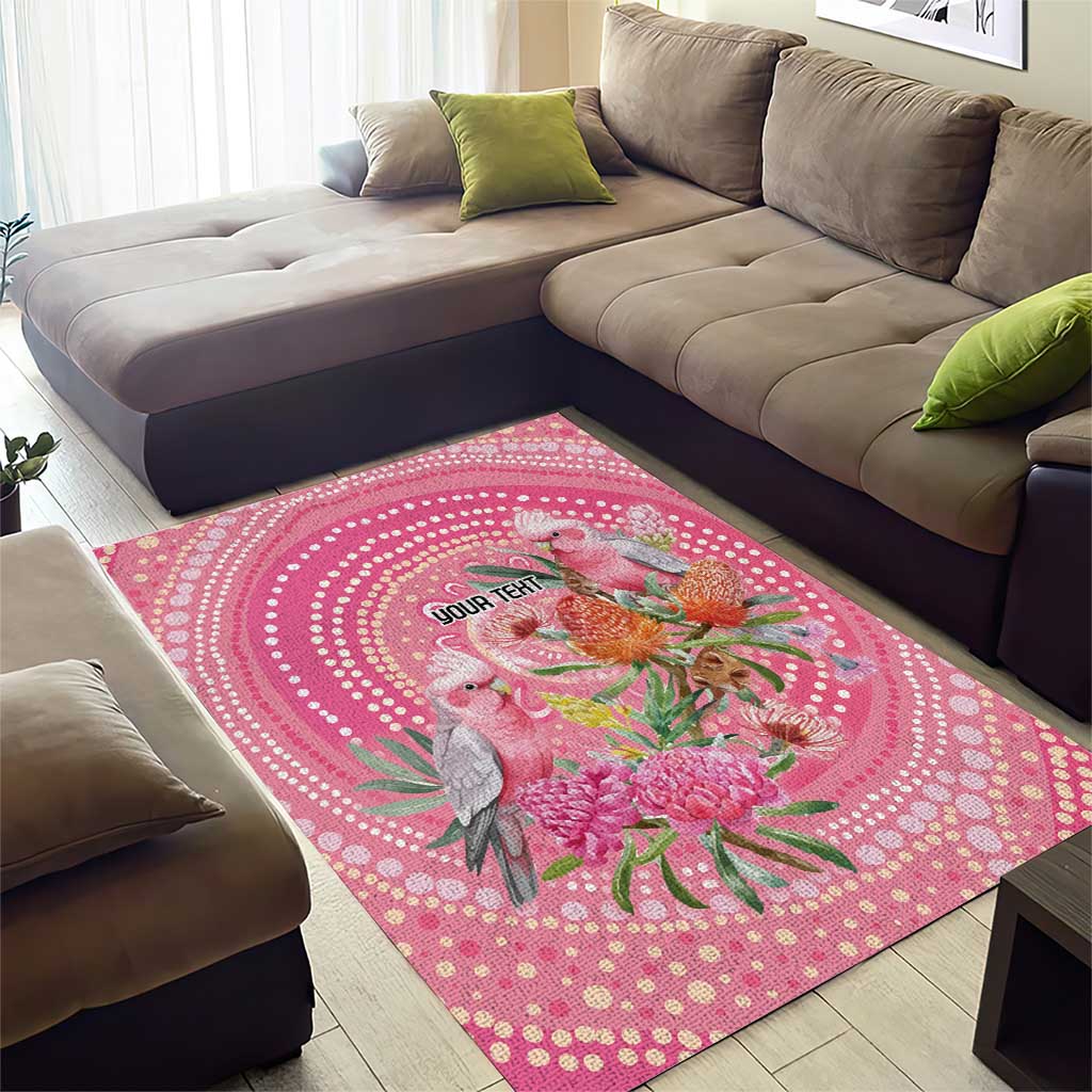 Personalized Pink Galah Aboriginal Dot Art Area Rug Australia’s Breast Cancer Awareness - Aussie Hoodie