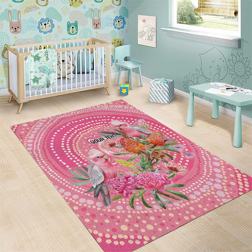 Personalized Pink Galah Aboriginal Dot Art Area Rug Australia’s Breast Cancer Awareness - Aussie Hoodie