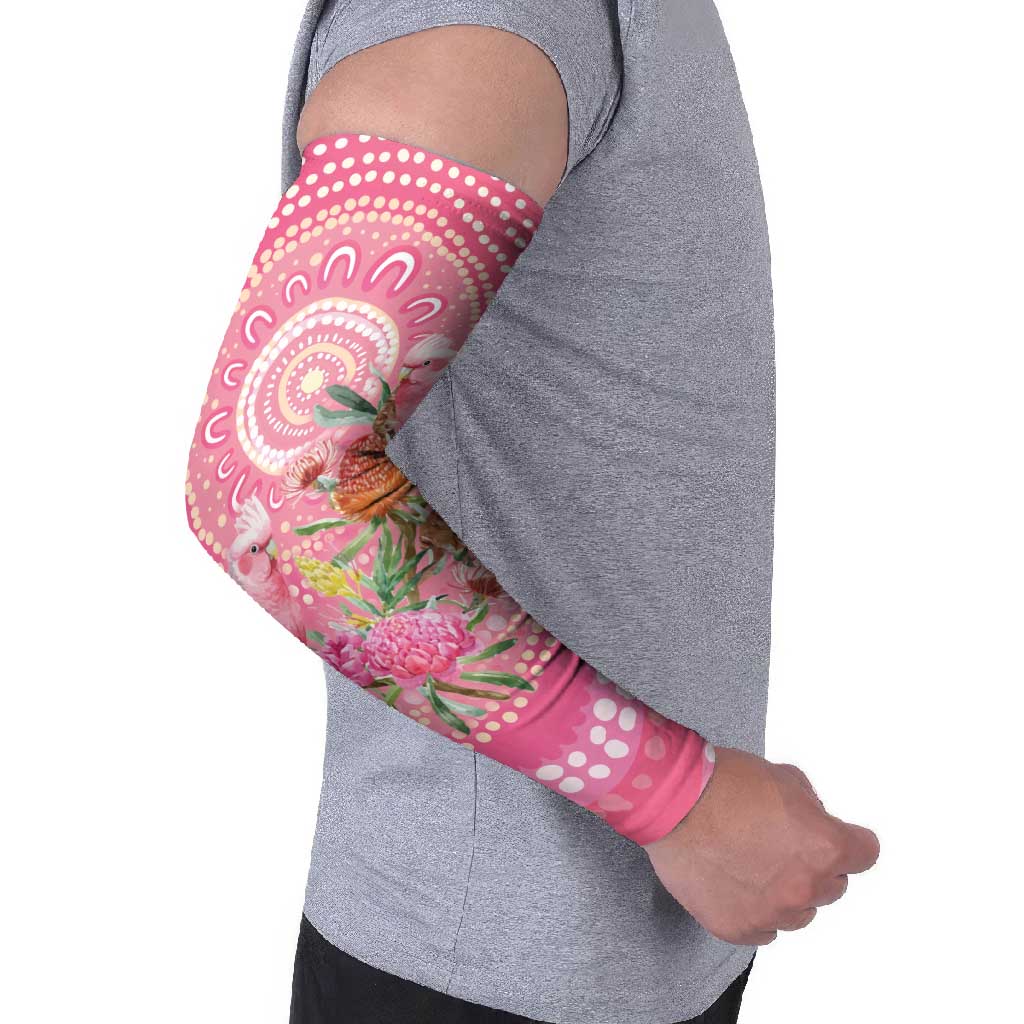 Personalized Pink Galah Aboriginal Dot Art Arm Sleeves Australia’s Breast Cancer Awareness - Aussie Hoodie