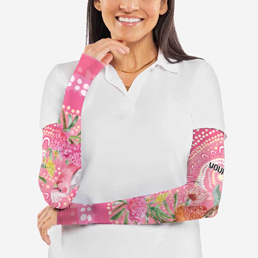 Personalized Pink Galah Aboriginal Dot Art Arm Sleeves Australia’s Breast Cancer Awareness - Aussie Hoodie