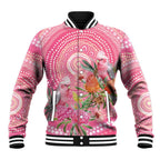 Personalized Pink Galah Aboriginal Dot Art Baseball Jacket Australia’s Breast Cancer Awareness - Aussie Hoodie