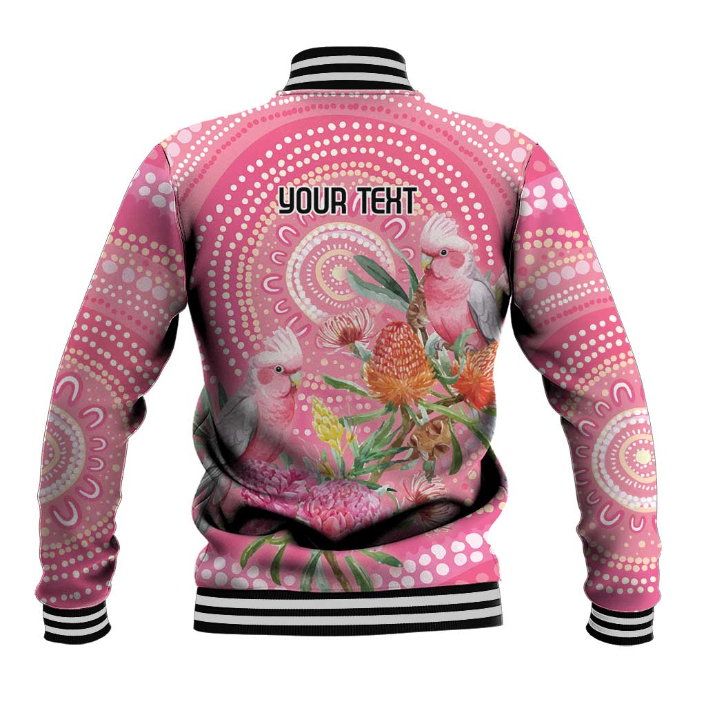 Personalized Pink Galah Aboriginal Dot Art Baseball Jacket Australia’s Breast Cancer Awareness - Aussie Hoodie
