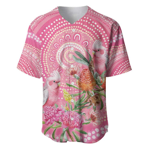 Personalized Pink Galah Aboriginal Dot Art Baseball Jersey Australia’s Breast Cancer Awareness - Aussie Hoodie