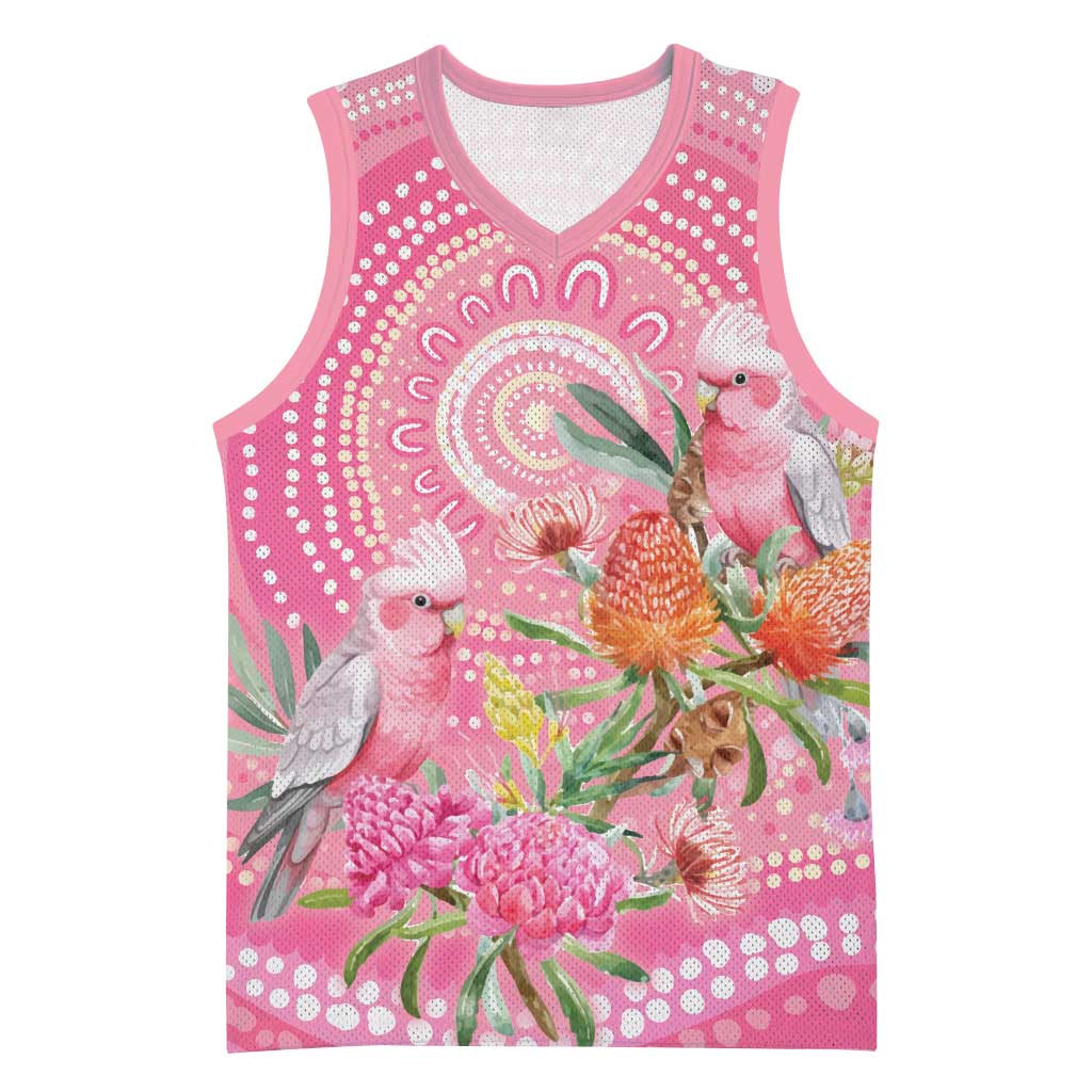 Personalized Pink Galah Aboriginal Dot Art Basketball Jersey Australia’s Breast Cancer Awareness - Aussie Hoodie