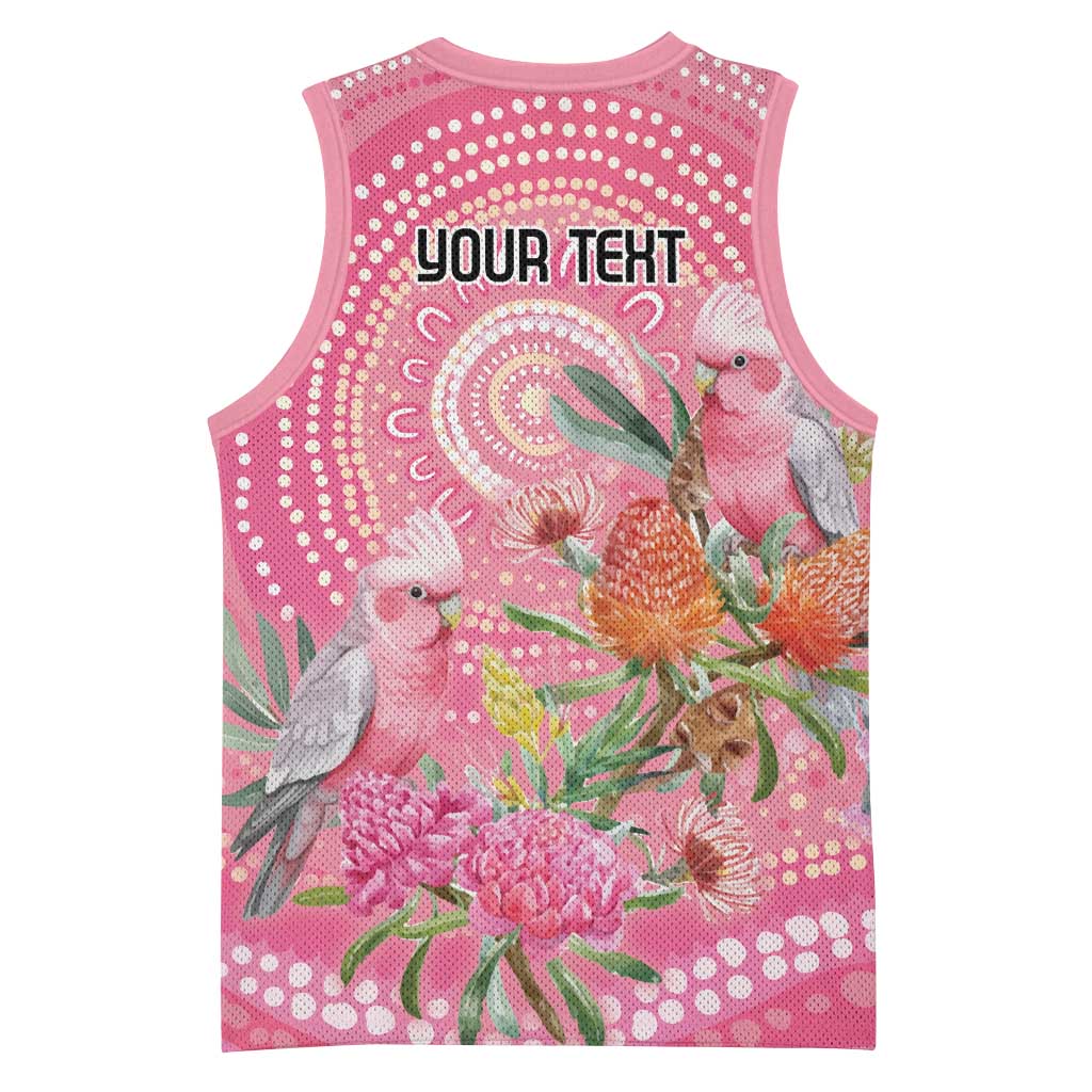 Personalized Pink Galah Aboriginal Dot Art Basketball Jersey Australia’s Breast Cancer Awareness - Aussie Hoodie