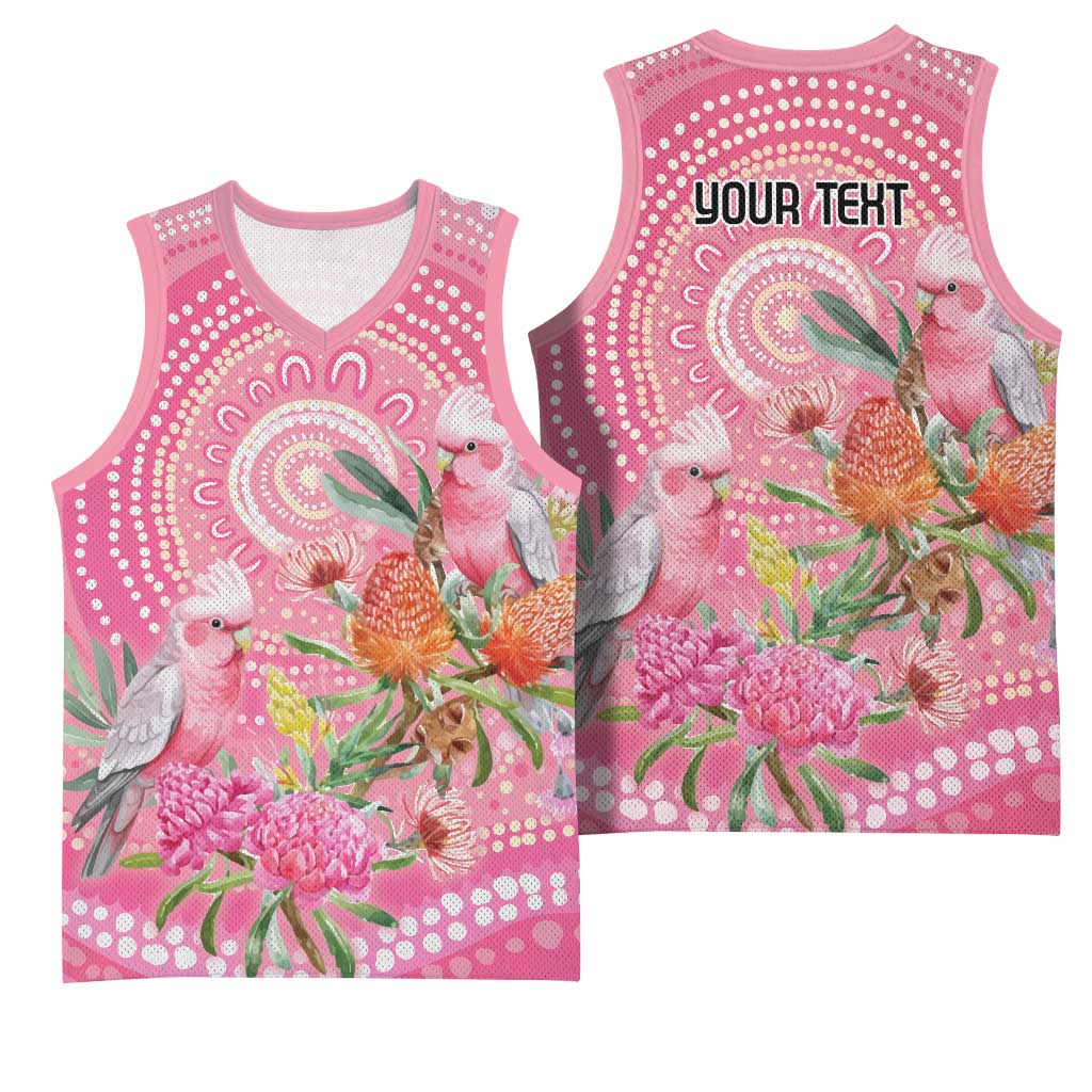 Personalized Pink Galah Aboriginal Dot Art Basketball Jersey Australia’s Breast Cancer Awareness - Aussie Hoodie