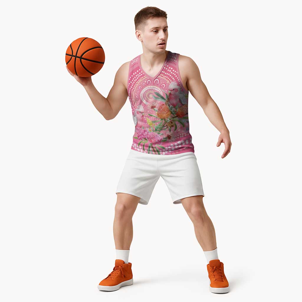 Personalized Pink Galah Aboriginal Dot Art Basketball Jersey Australia’s Breast Cancer Awareness - Aussie Hoodie