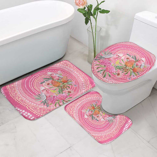 Personalized Pink Galah Aboriginal Dot Art Bathroom Set Australia’s Breast Cancer Awareness - Aussie Hoodie