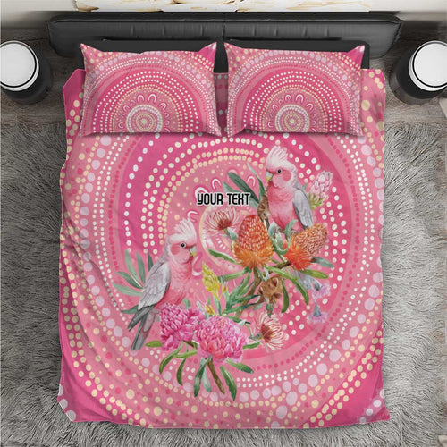 Personalized Pink Galah Aboriginal Dot Art Bedding Set Australia’s Breast Cancer Awareness - Aussie Hoodie