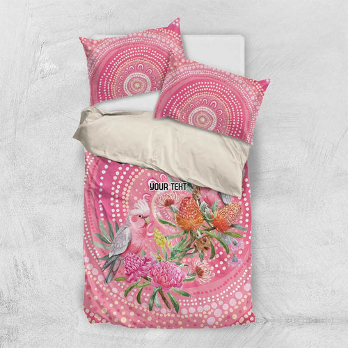 Personalized Pink Galah Aboriginal Dot Art Bedding Set Australia’s Breast Cancer Awareness - Aussie Hoodie