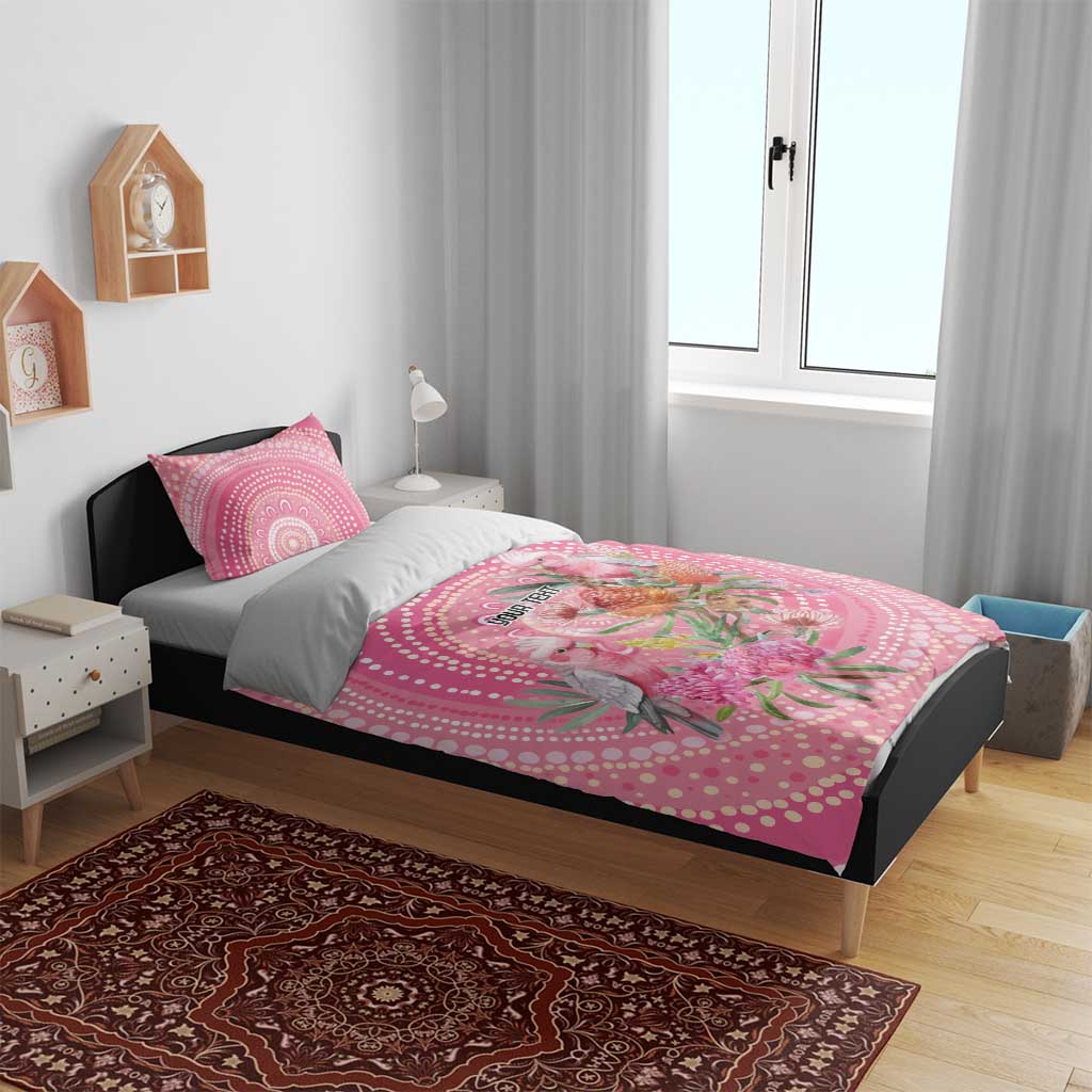 Personalized Pink Galah Aboriginal Dot Art Bedding Set Australia’s Breast Cancer Awareness - Aussie Hoodie