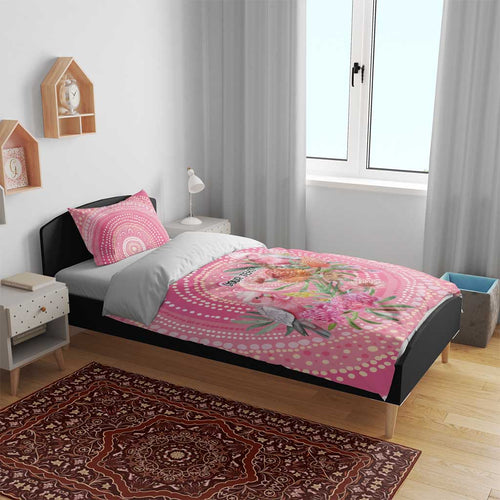 Personalized Pink Galah Aboriginal Dot Art Bedding Set Australia’s Breast Cancer Awareness - Aussie Hoodie
