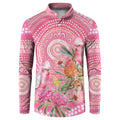 Personalized Pink Galah Aboriginal Dot Art Button Sweatshirt Australia’s Breast Cancer Awareness - Aussie Hoodie