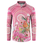 Personalized Pink Galah Aboriginal Dot Art Button Sweatshirt Australia’s Breast Cancer Awareness - Aussie Hoodie