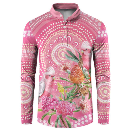 Personalized Pink Galah Aboriginal Dot Art Button Sweatshirt Australia’s Breast Cancer Awareness - Aussie Hoodie