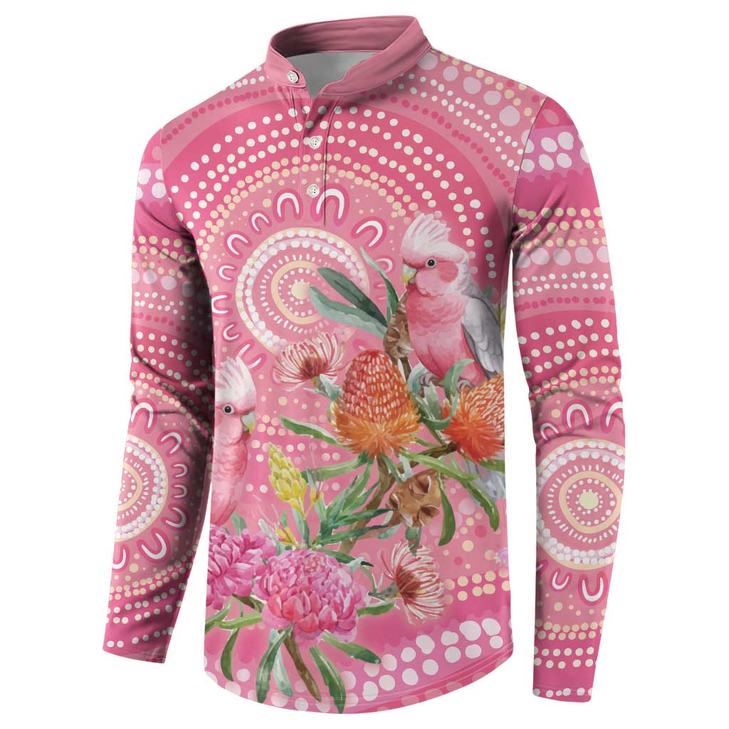 Personalized Pink Galah Aboriginal Dot Art Button Sweatshirt Australia’s Breast Cancer Awareness - Aussie Hoodie